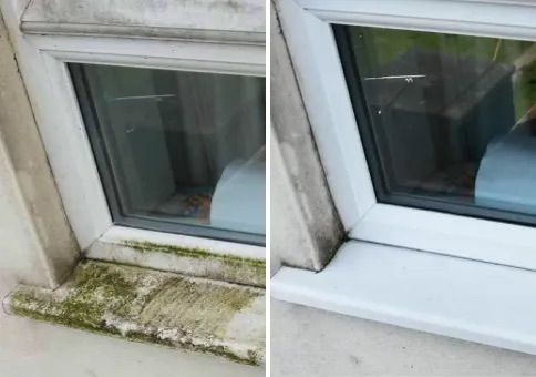 Veralgte Fensterbank · gereinigt